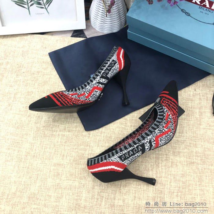 PRADA普拉達 2019頂級版本 刺繡系列 春夏時尚 高跟尖頭單鞋 網紅同款  ljl1044
